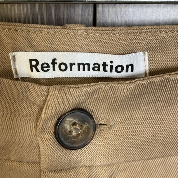 Reformation Mason Tan High-Waist Cropped Wide Legs Pants Women's 6 - Picture 4 of 7